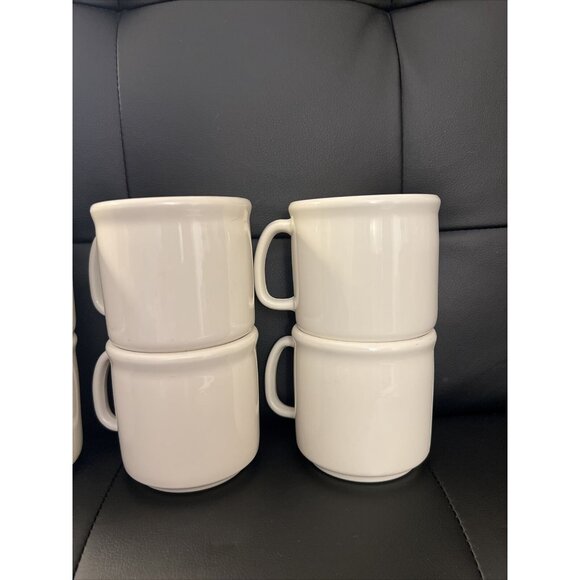 Tupperware Melamine Mugs With Handles Cream Mod Vintage 1970s Set Of 8 - Picture 3 of 12